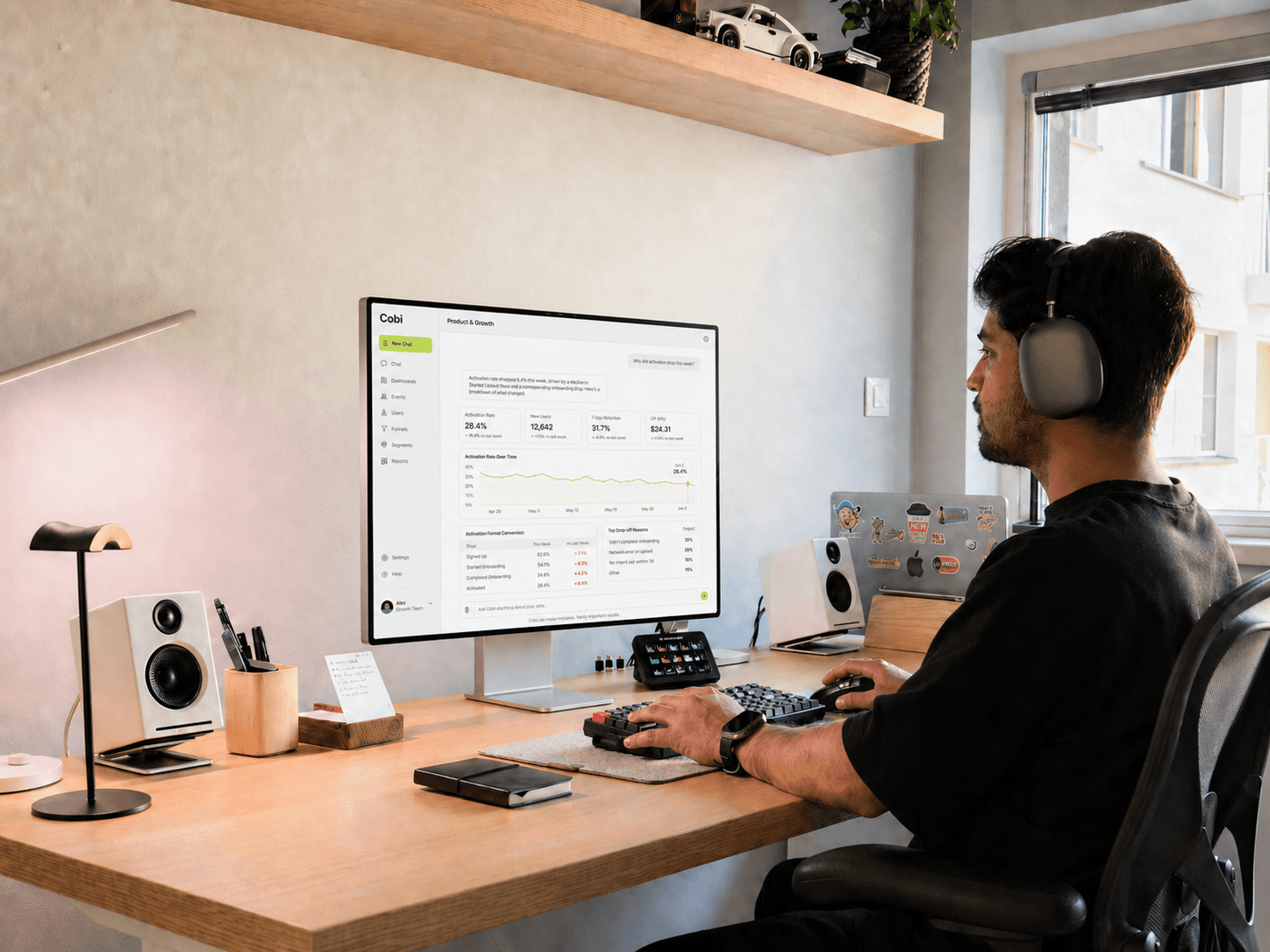 Person reviewing product insights at a desk