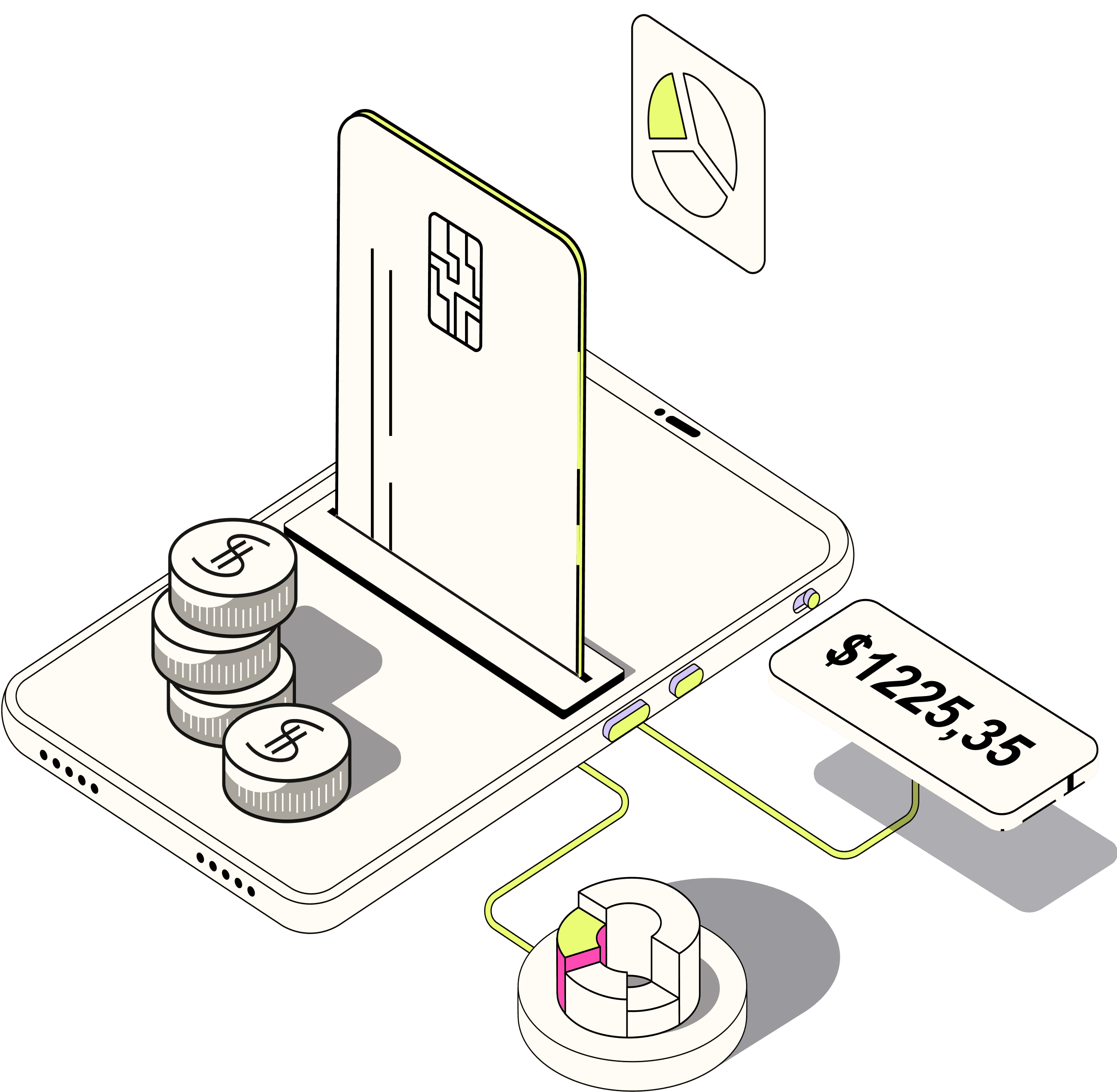 Customer flow diagram showing progression from chat interface through customer segments to product notification